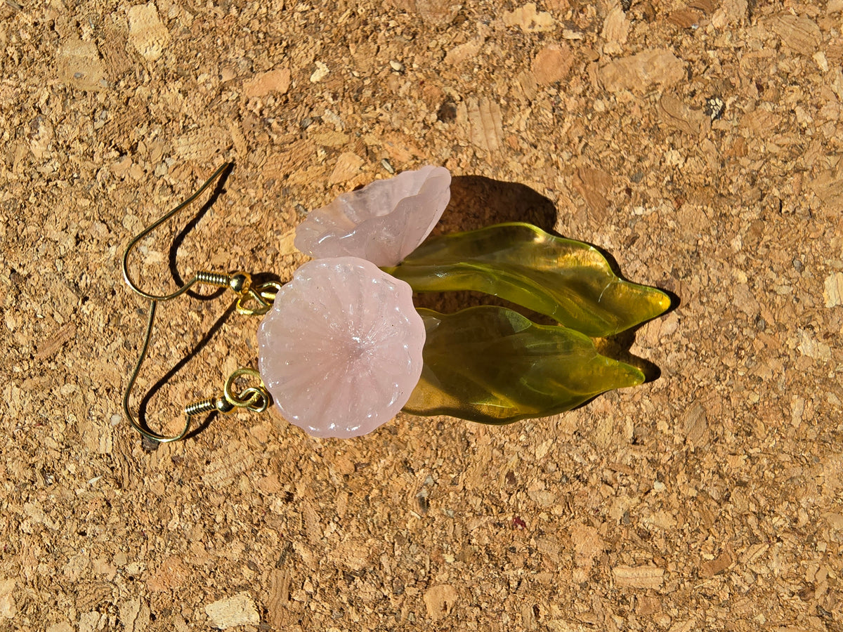 Pink Flower Drop Earrings