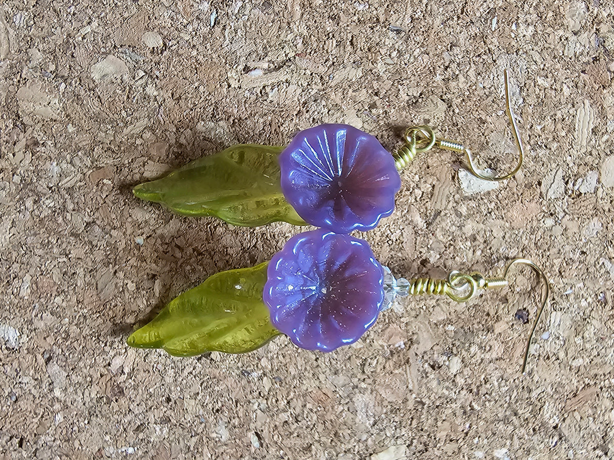 Purple Flower Drop Earrins