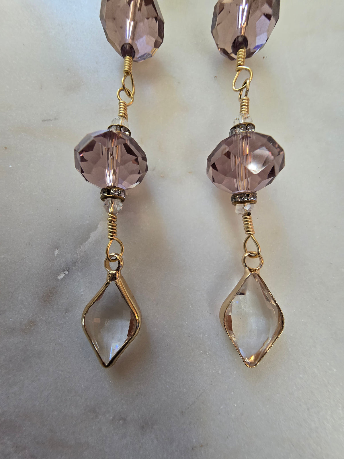 Purple Sparkle Long Dangle Earrings