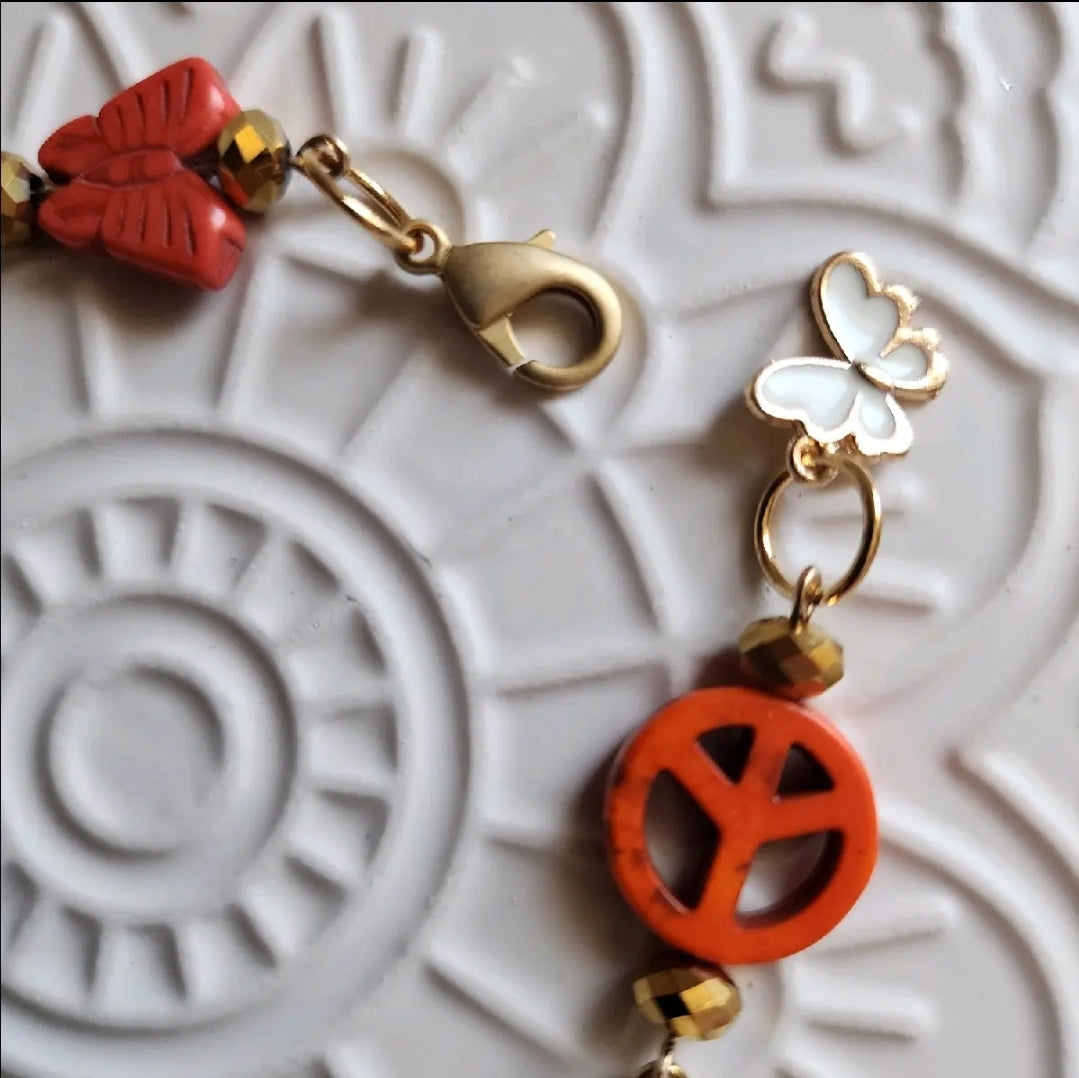 Orange Butterfly Peace Bracelet