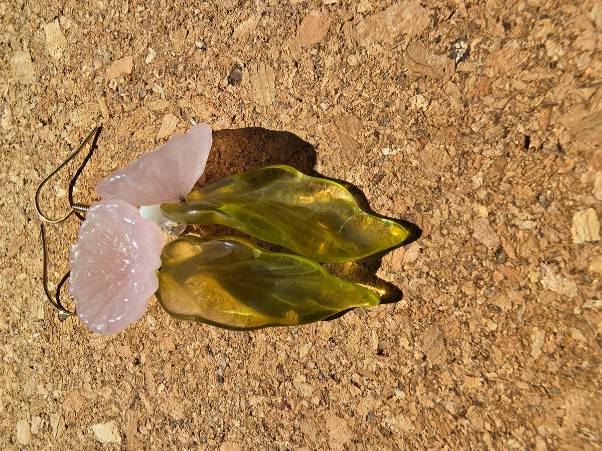 Pink Flower Drop Earrings