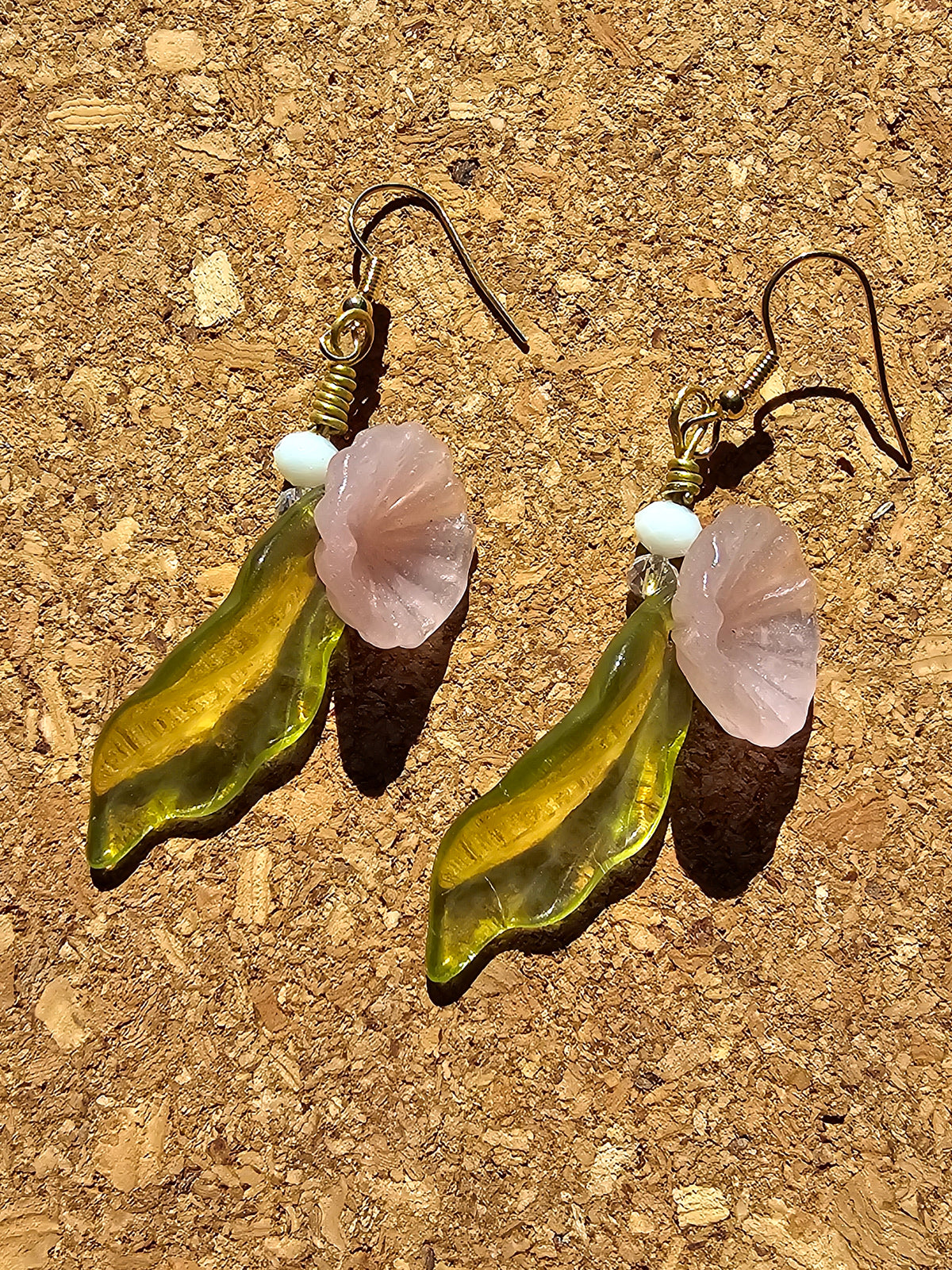 Pink Flower Drop Earrings