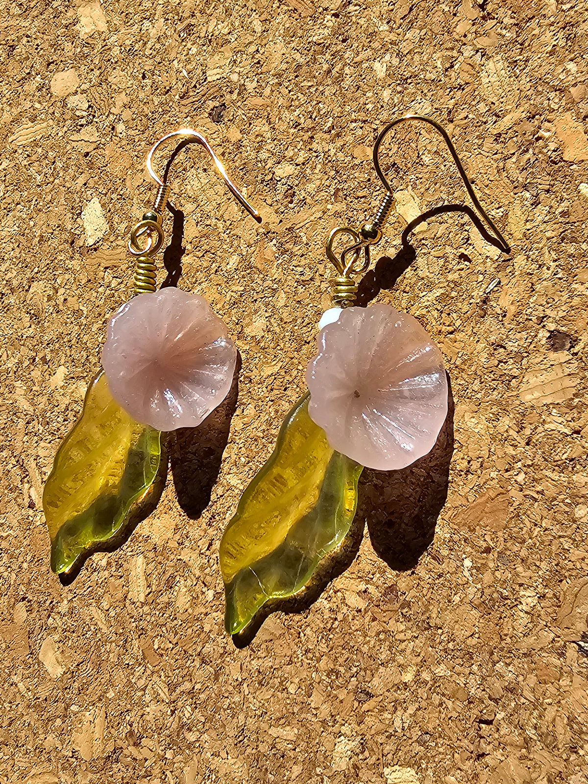 Pink Flower Drop Earrings