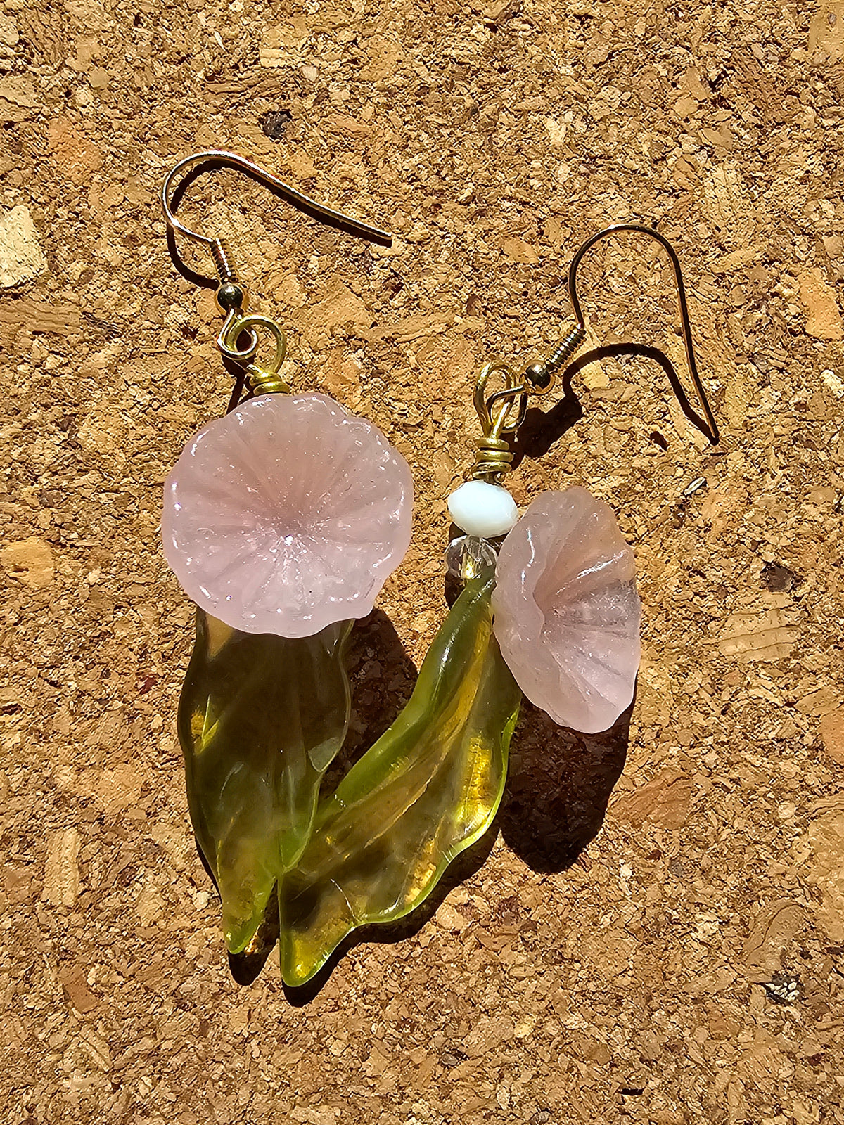 Pink Flower Drop Earrings