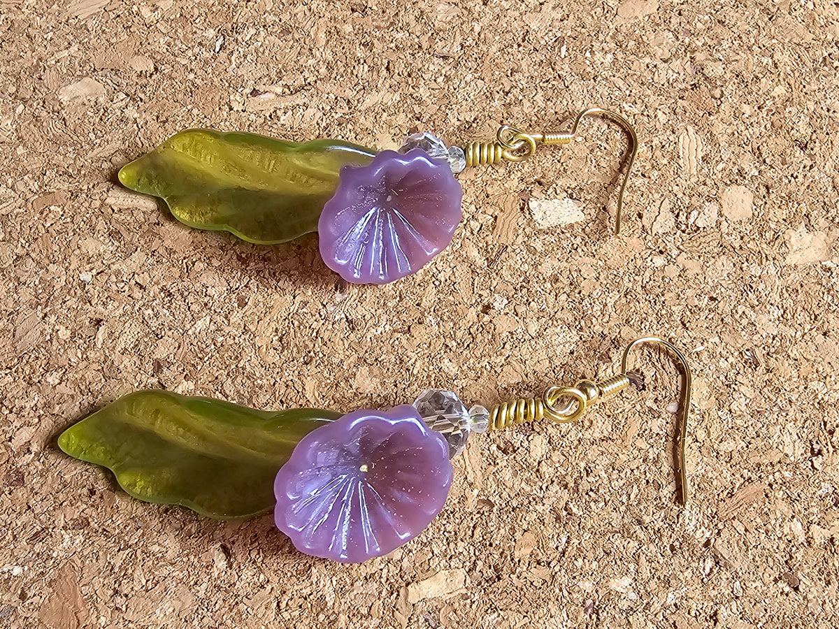 Purple Flower Drop Earrins
