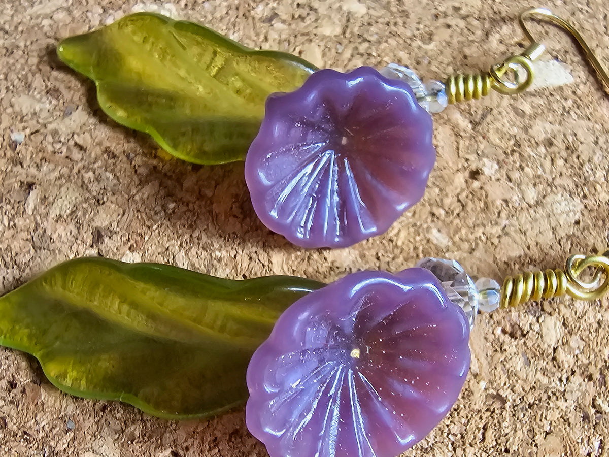 Purple Flower Drop Earrins