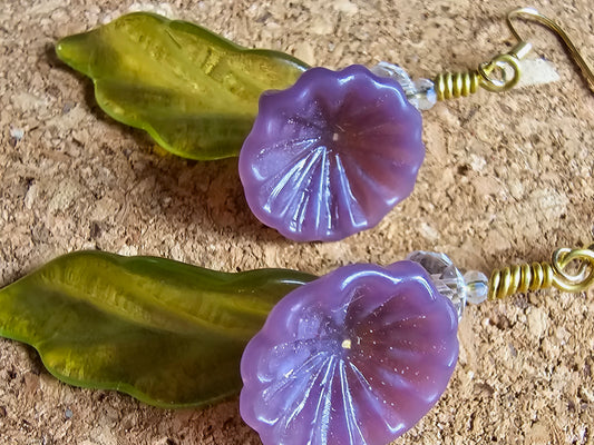 Purple Flower Drop Earrins
