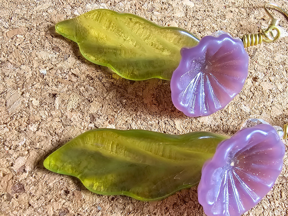 Purple Flower Drop Earrins