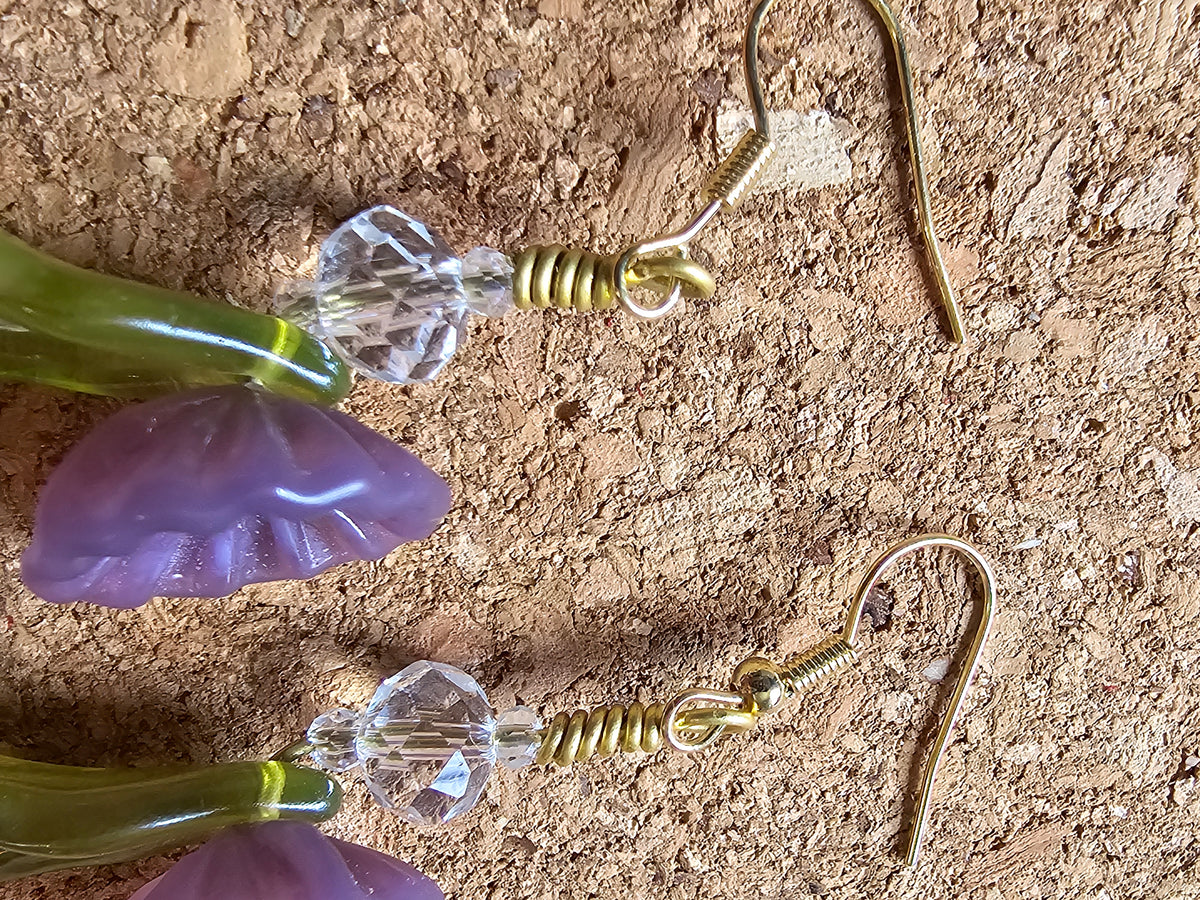 Purple Flower Drop Earrins