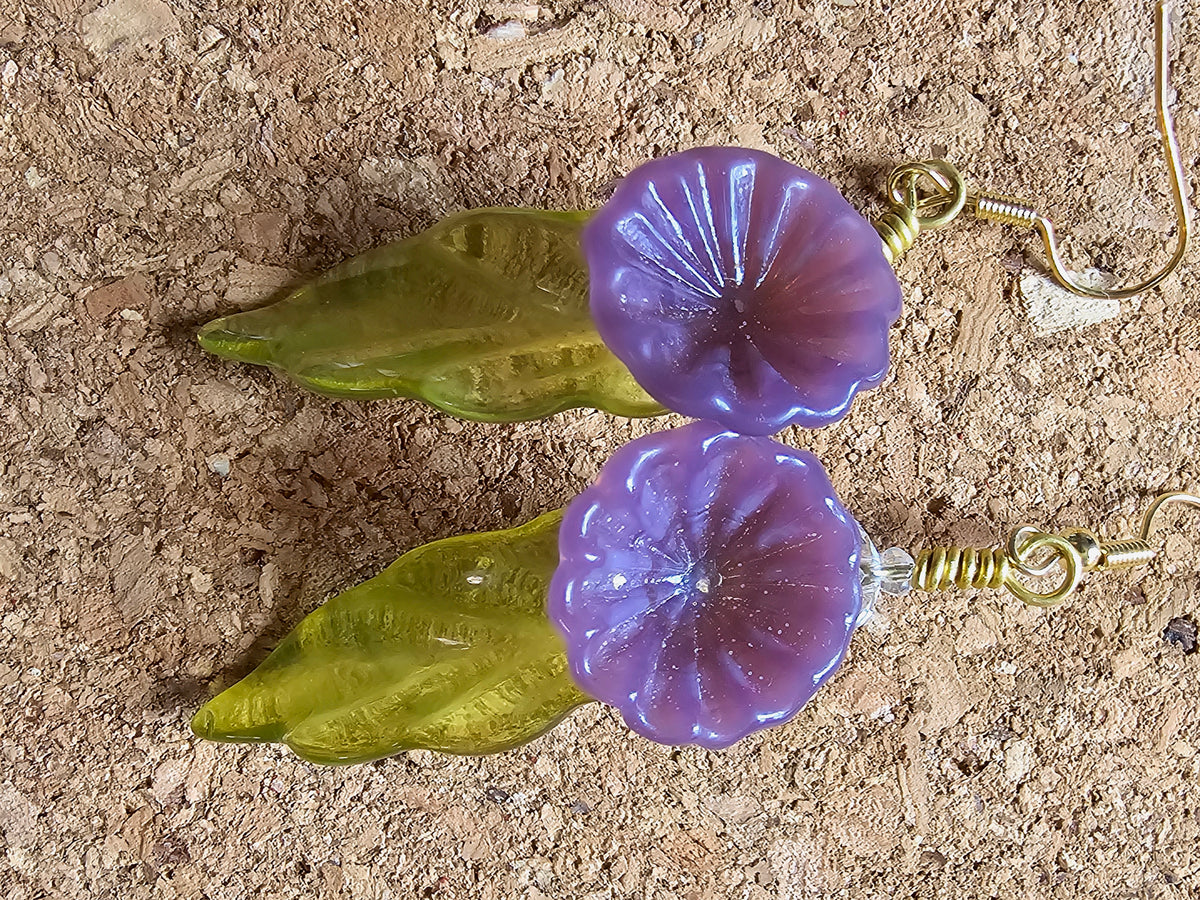 Purple Flower Drop Earrins