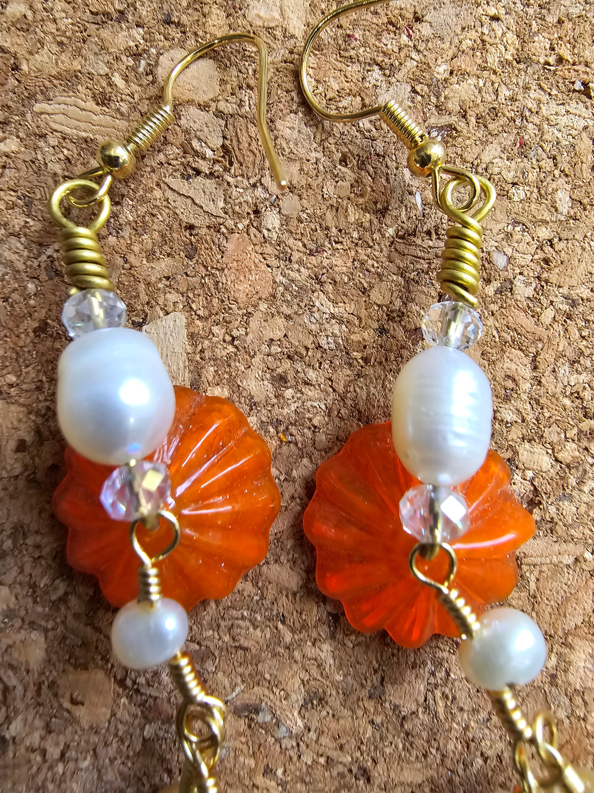 Orange Wild Desert Flower 7" Dangle Earrings