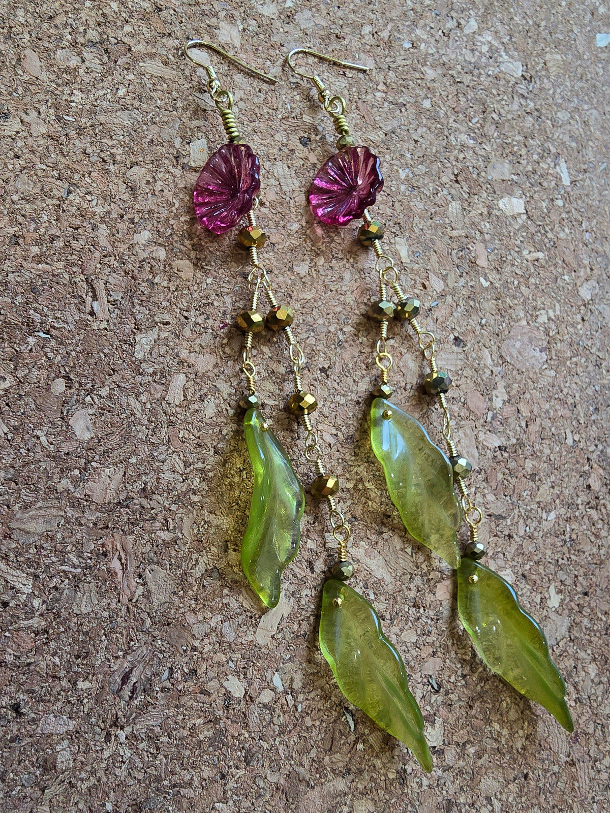 Purple Wild Desert Flower 7" Dangle Earrings