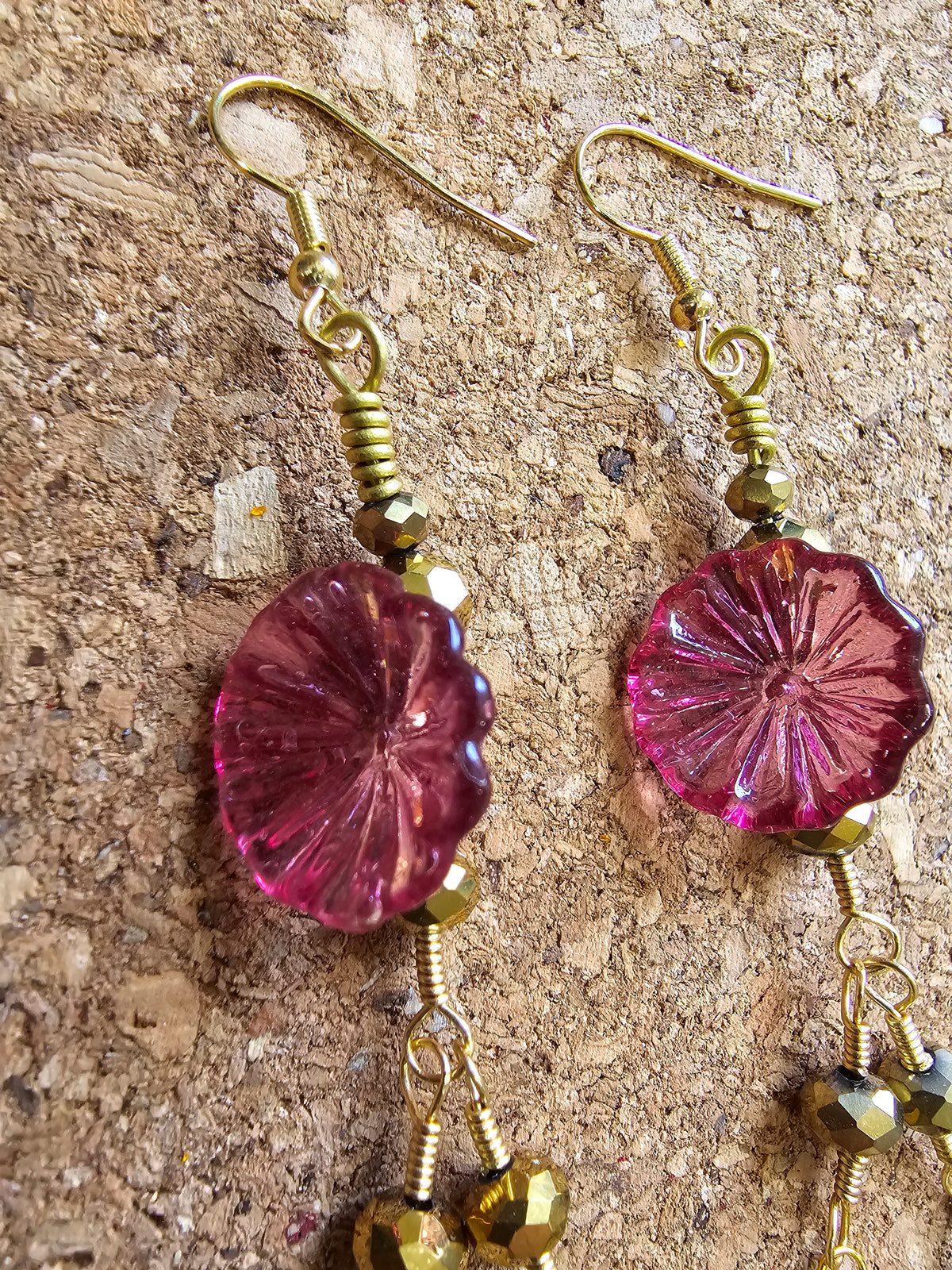 Purple Wild Desert Flower 7" Dangle Earrings