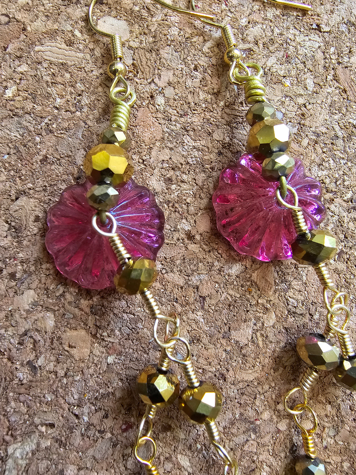 Purple Wild Desert Flower 7" Dangle Earrings