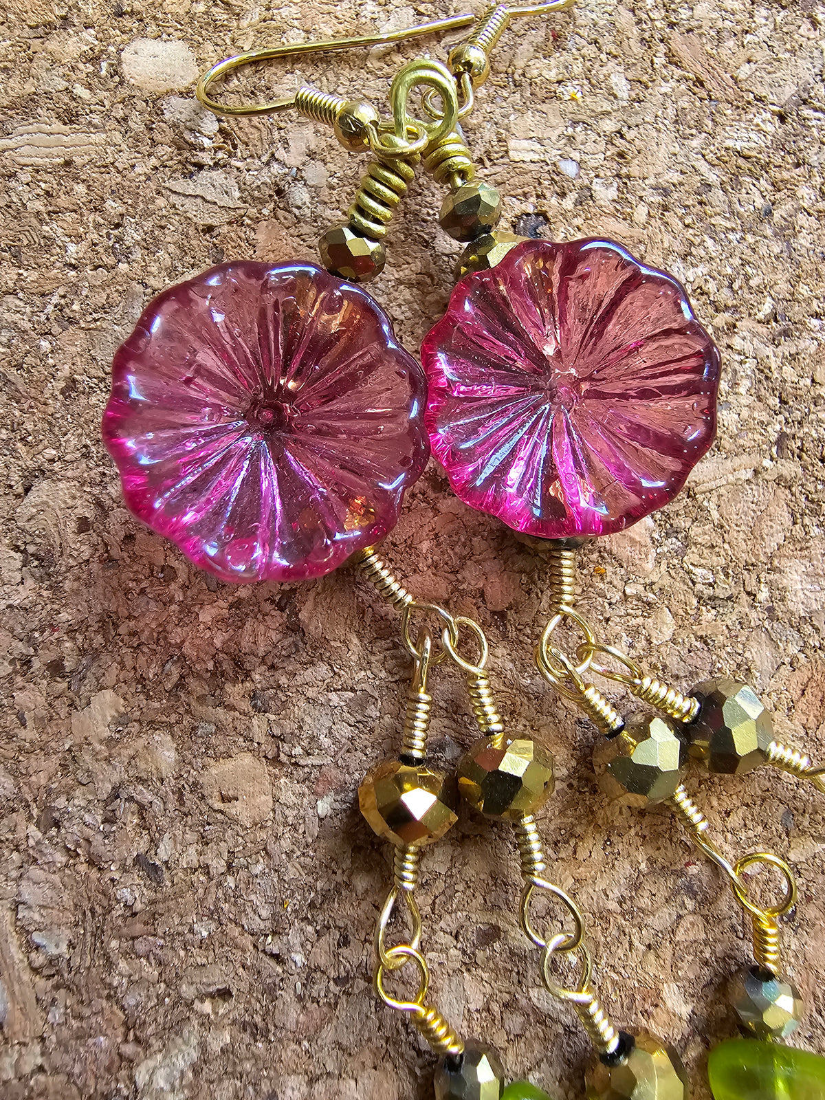 Purple Wild Desert Flower 7" Dangle Earrings