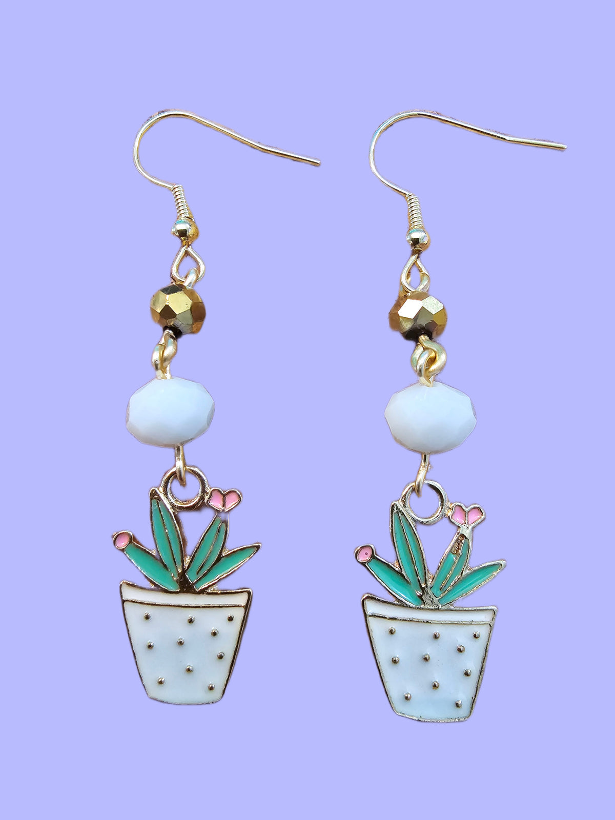 Enameled Desert Catcus Earrings
