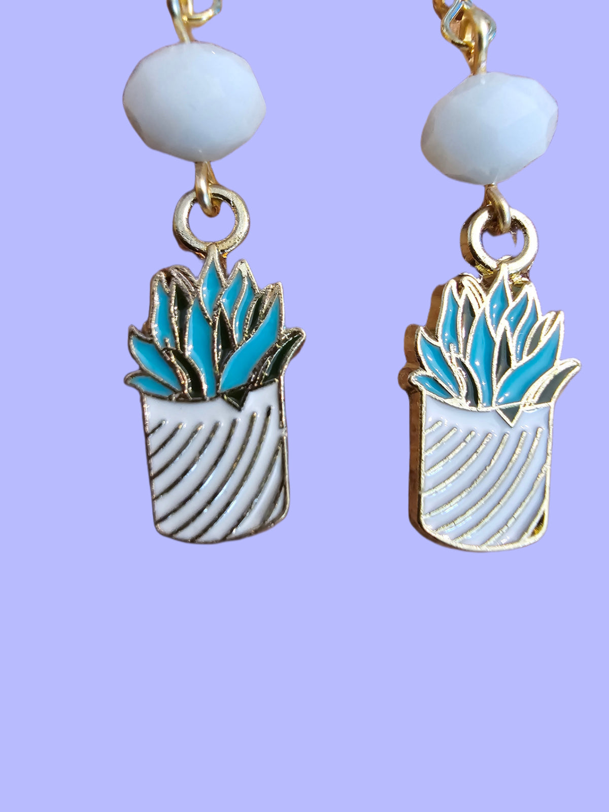Desert Enameled Striped Potted Catcus
