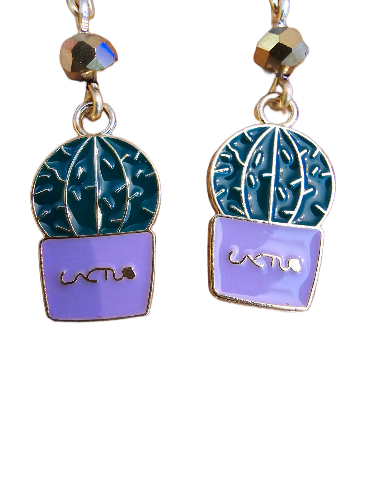 Lavender Potted Catcus Earrings