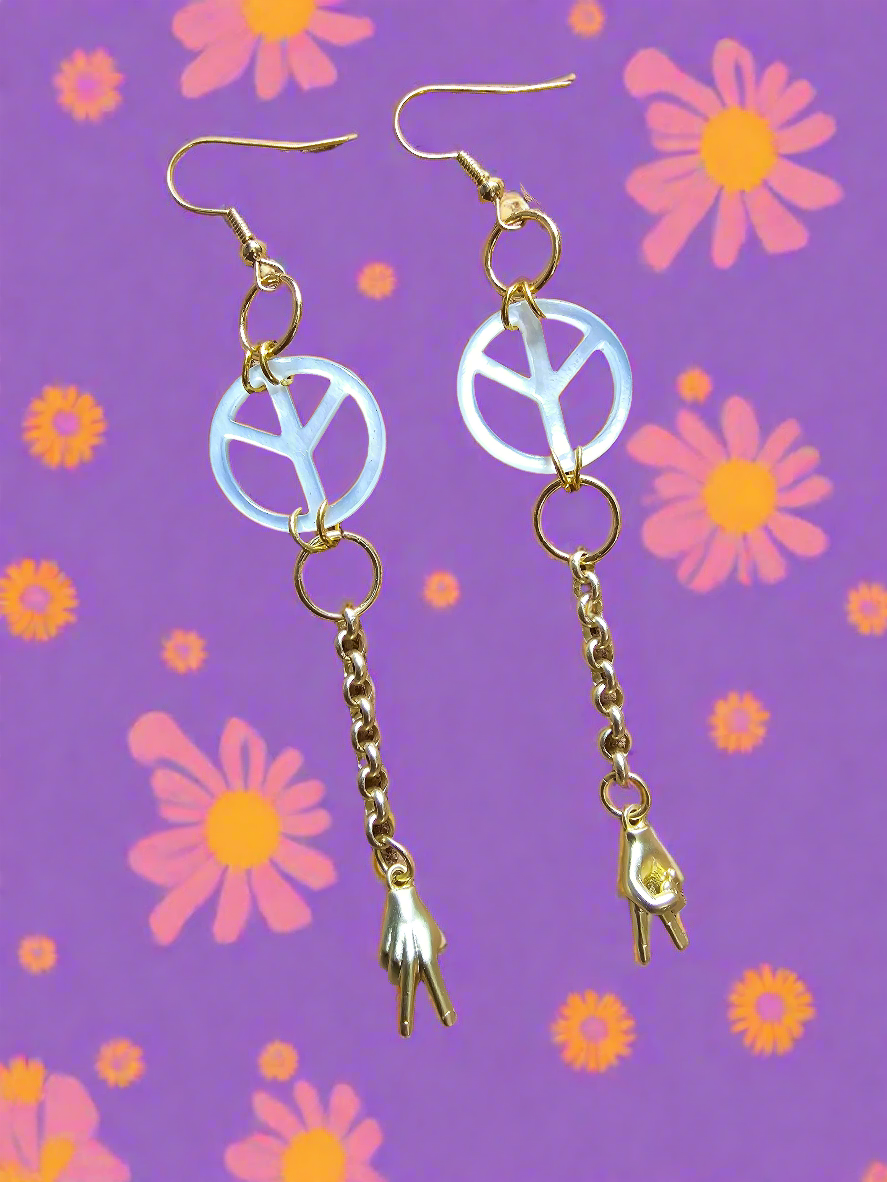 Double Peace Dangle Earrings