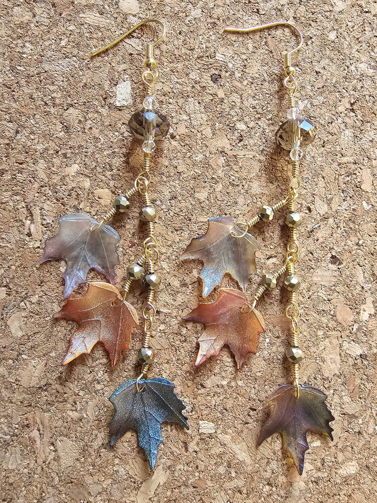 Summer Desert Leaves 7 Inches Long Dangle Earrings