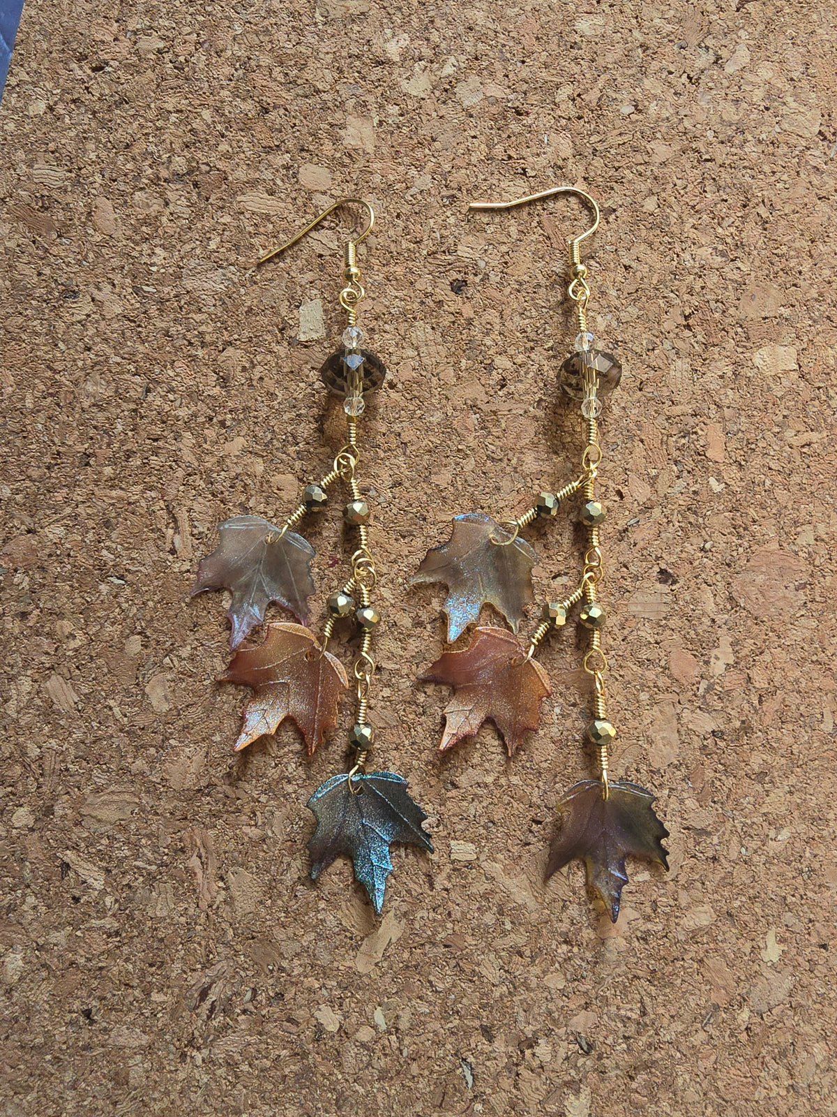 Summer Desert Leaves 7 Inches Long Dangle Earrings