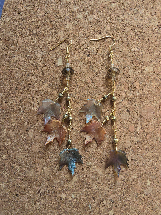 Summer Desert Leaves 7 Inches Long Dangle Earrings