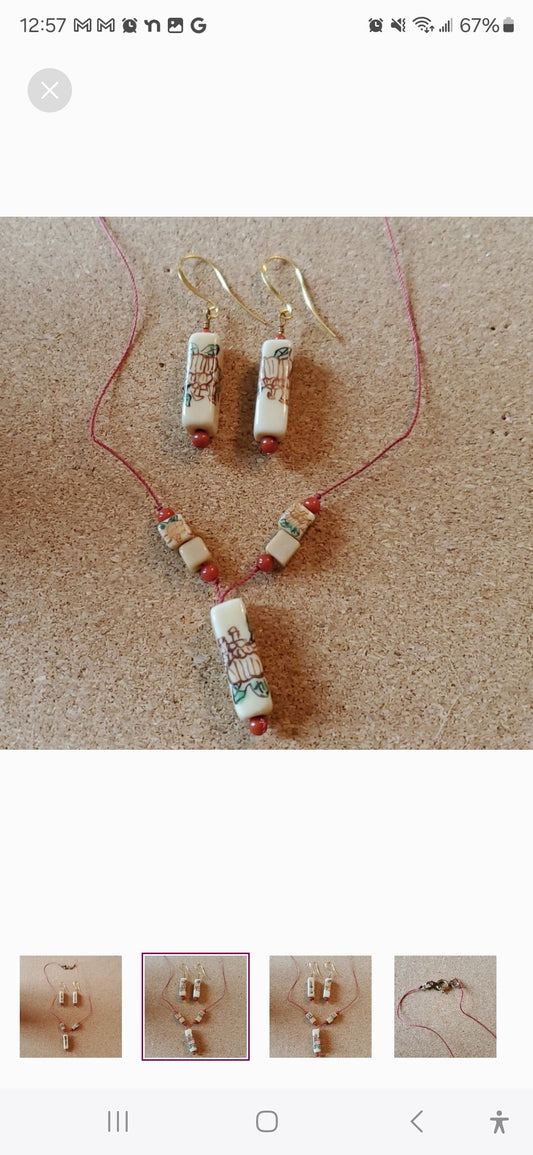 Porcelain Necklace and Earring Set
