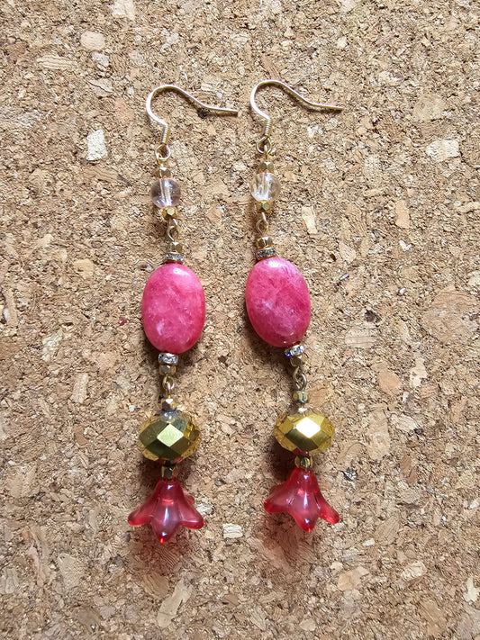 Pink Wind Flower Earrings