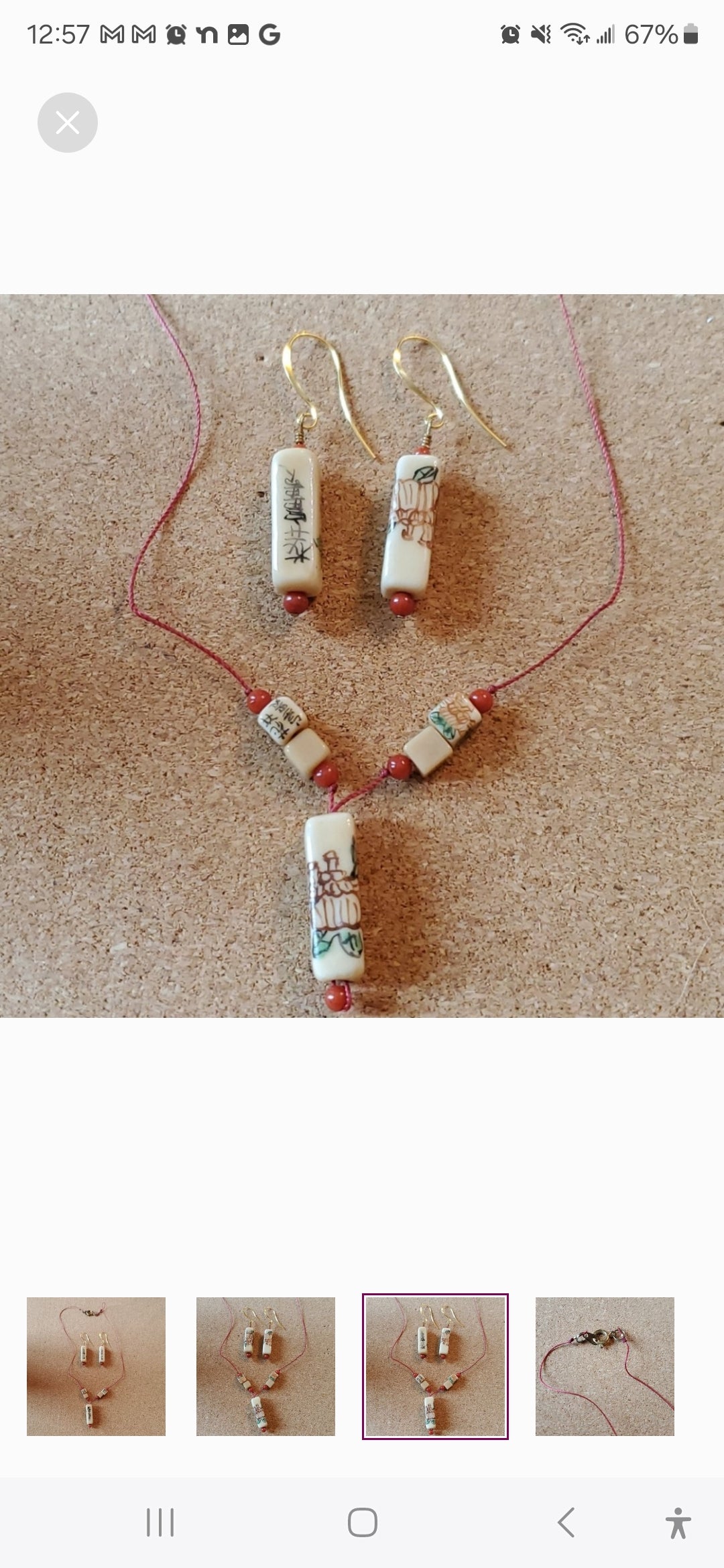 Porcelain Necklace and Earring Set