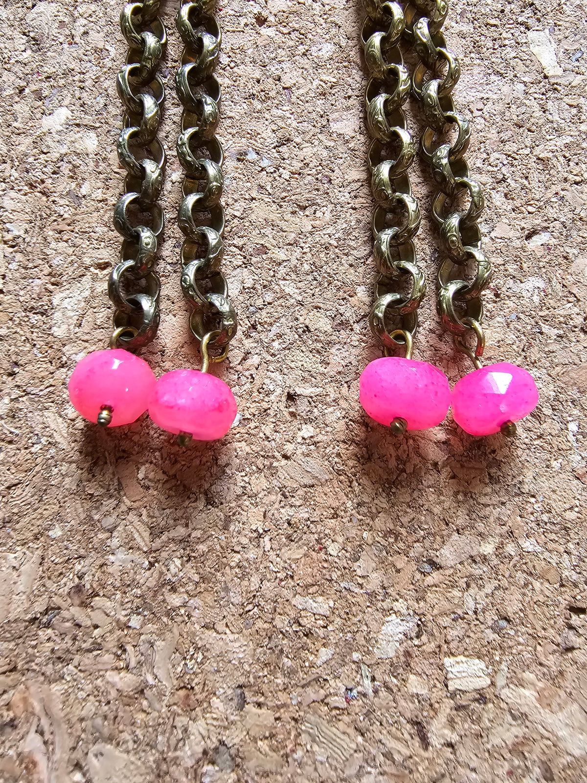 Hot Pink Chain Link Earrings
