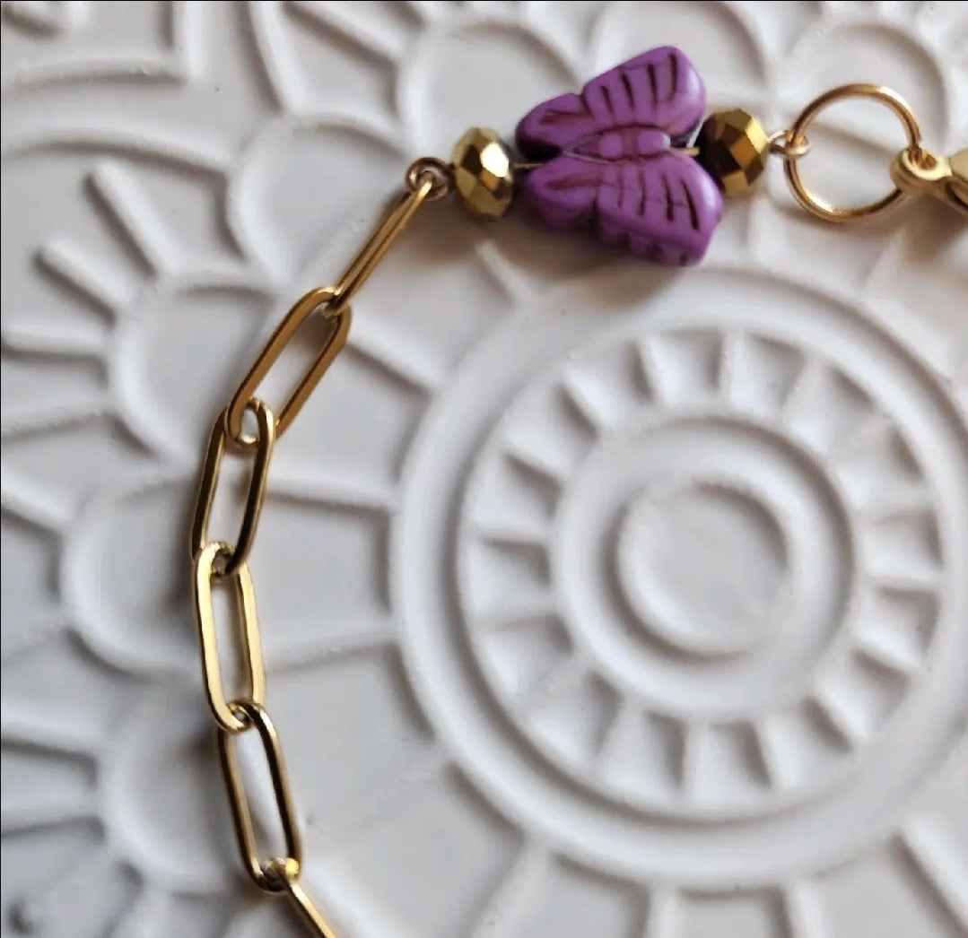 Purple Butterfly Peace Bracelet