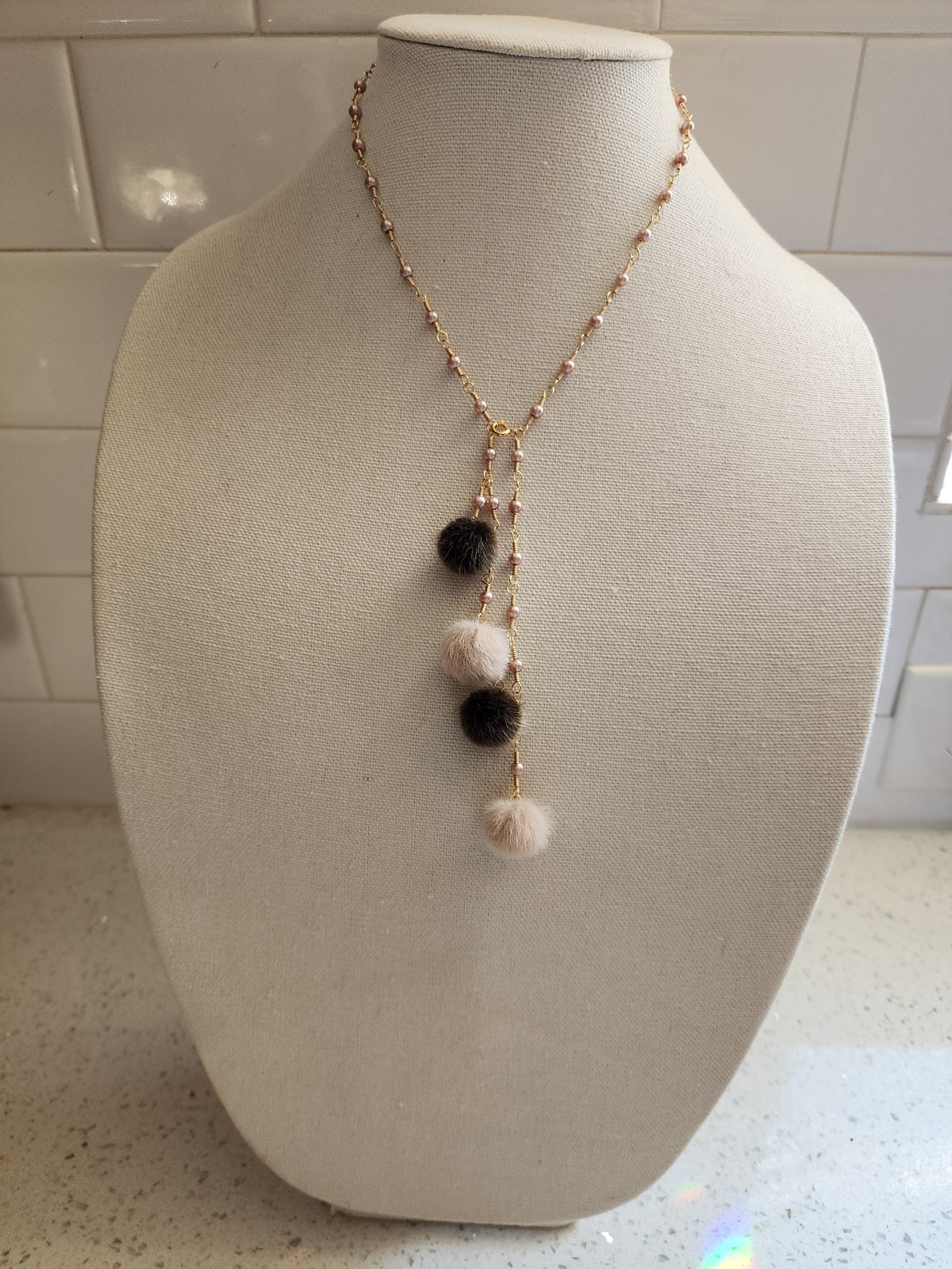 Puff Balls And Pearls Necklace