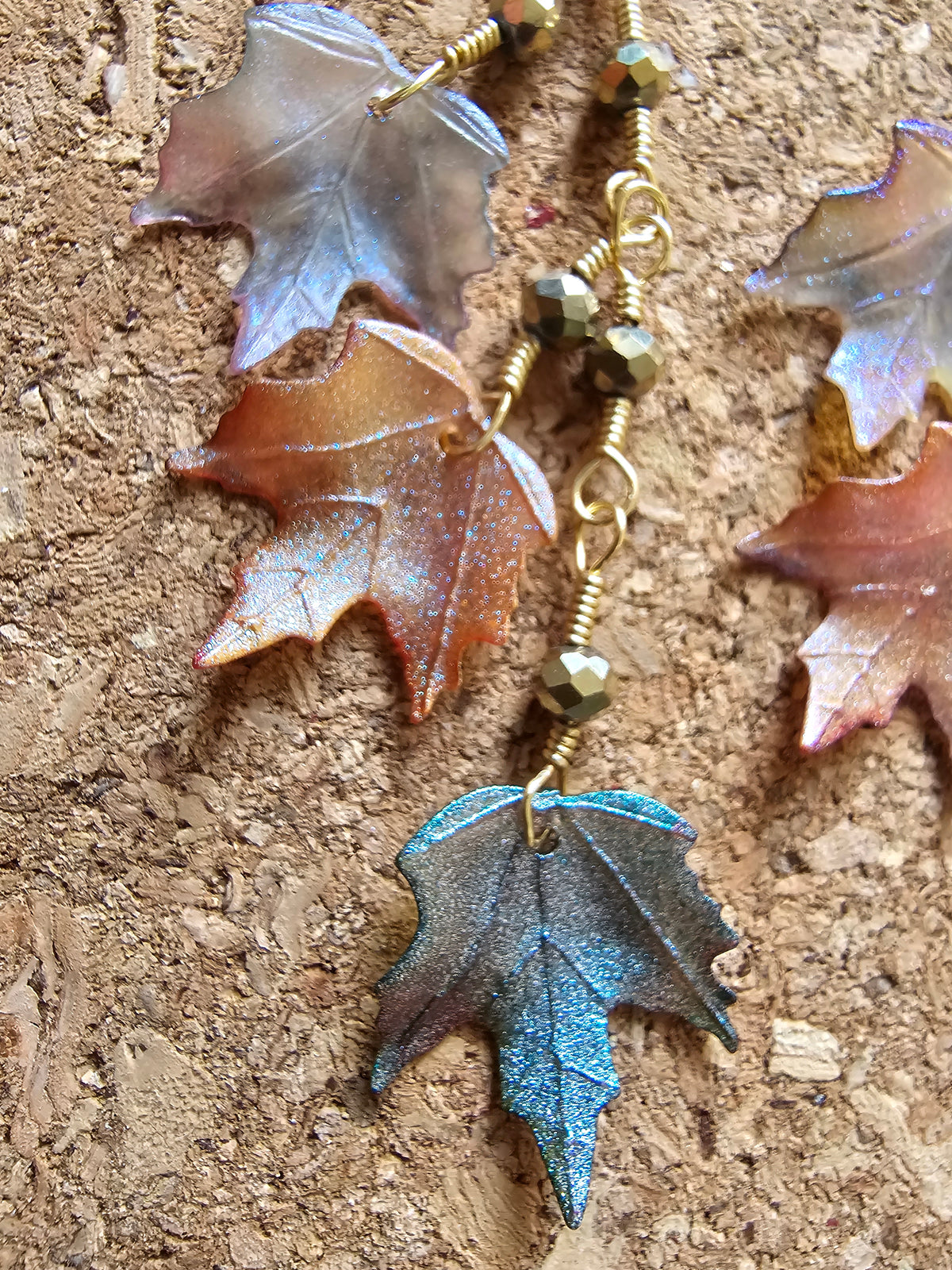Summer Desert Leaves 7 Inches Long Dangle Earrings