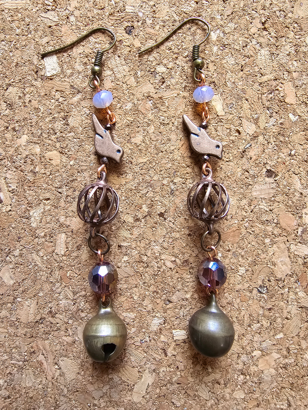 Copper Bird Cage Free Dangel Earrings