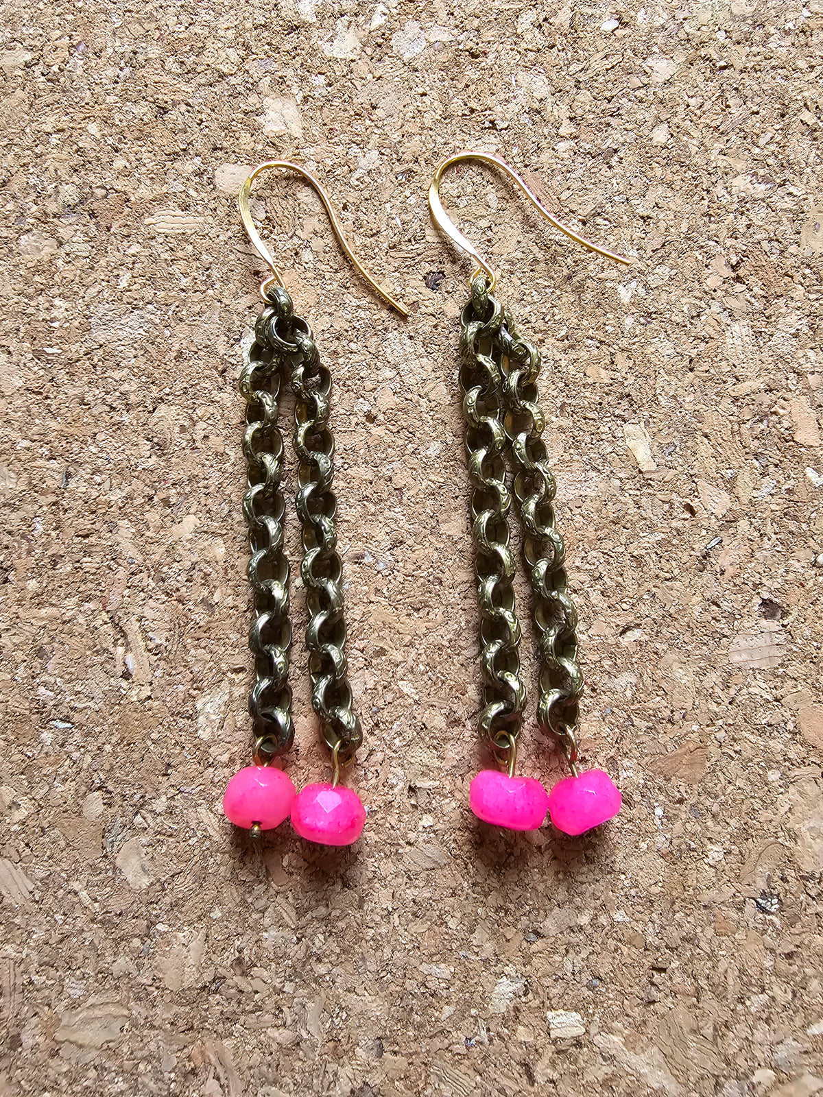 Hot Pink Chain Link Earrings