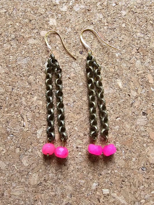 Hot Pink Chain Link Earrings
