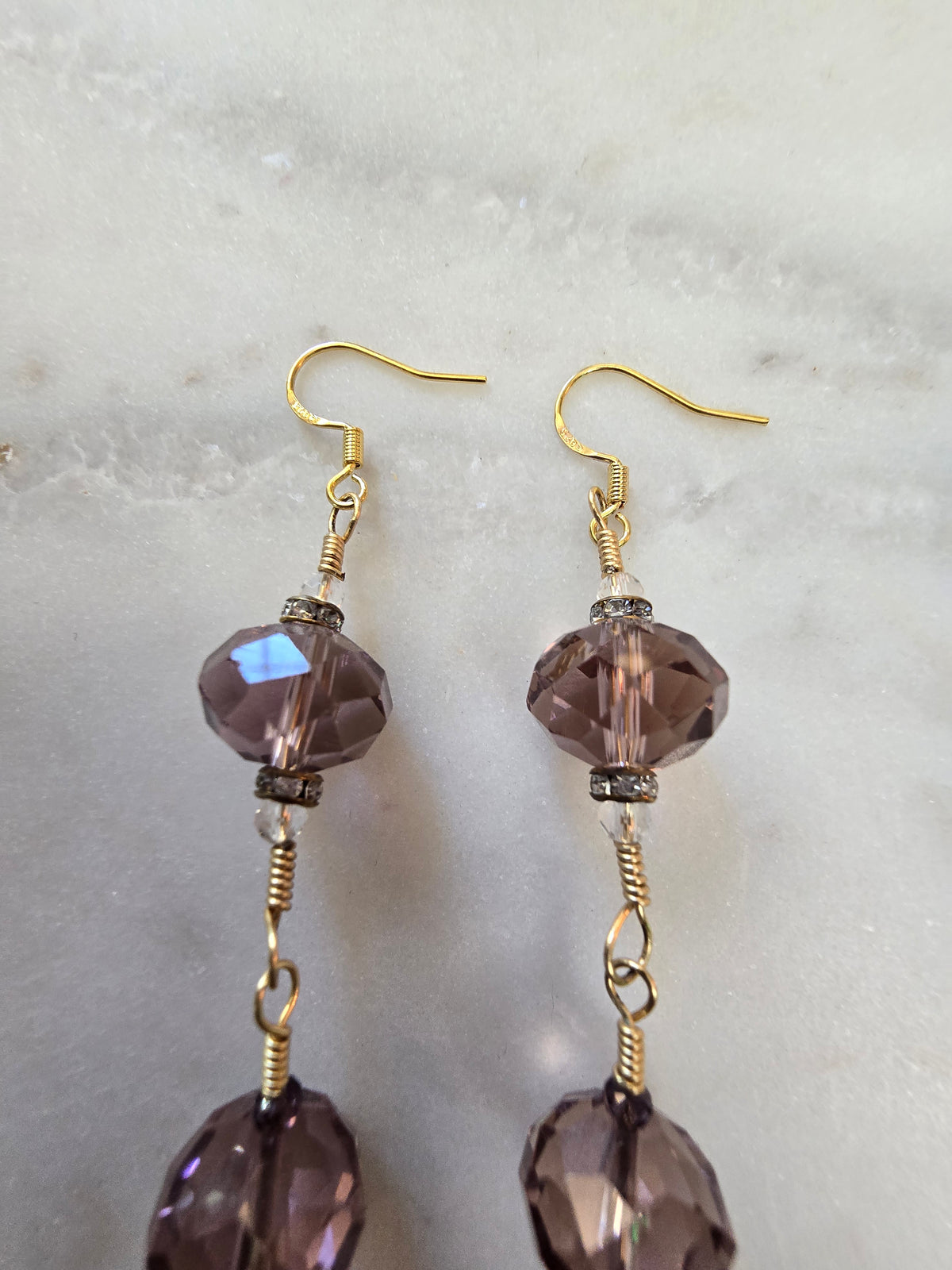 Purple Sparkle Long Dangle Earrings