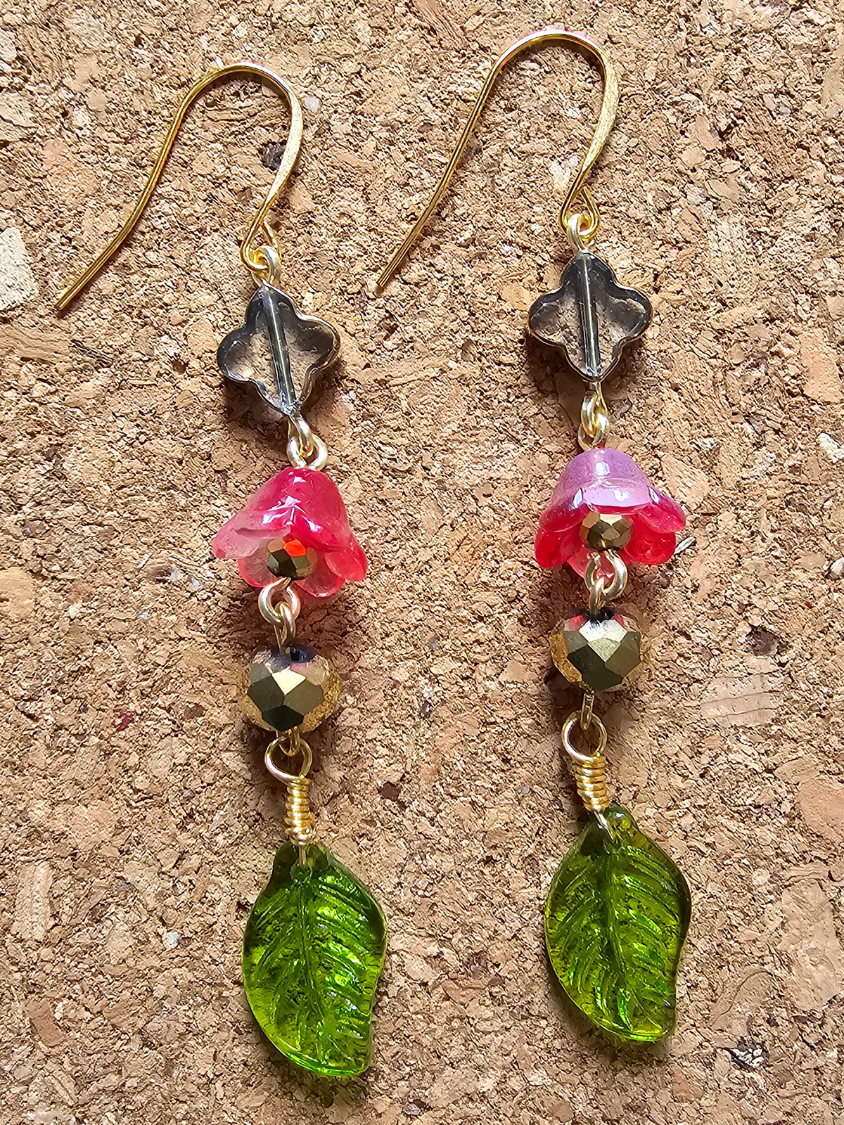Pink Rain Flower Earrings