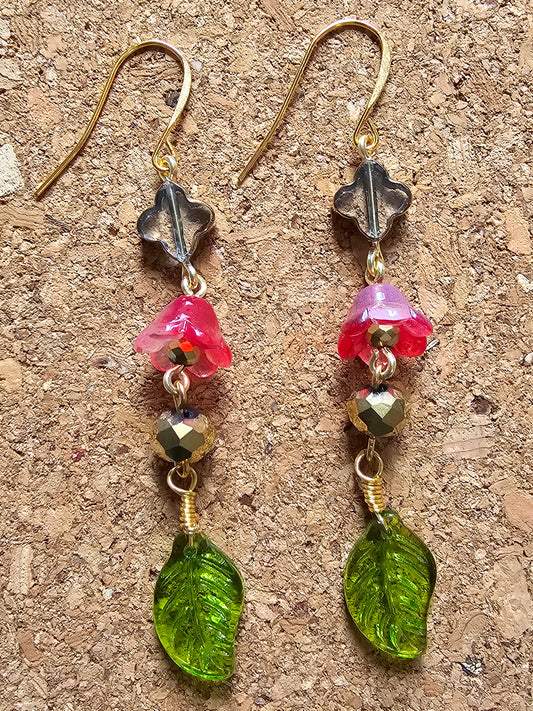 Pink Rain Flower Earrings