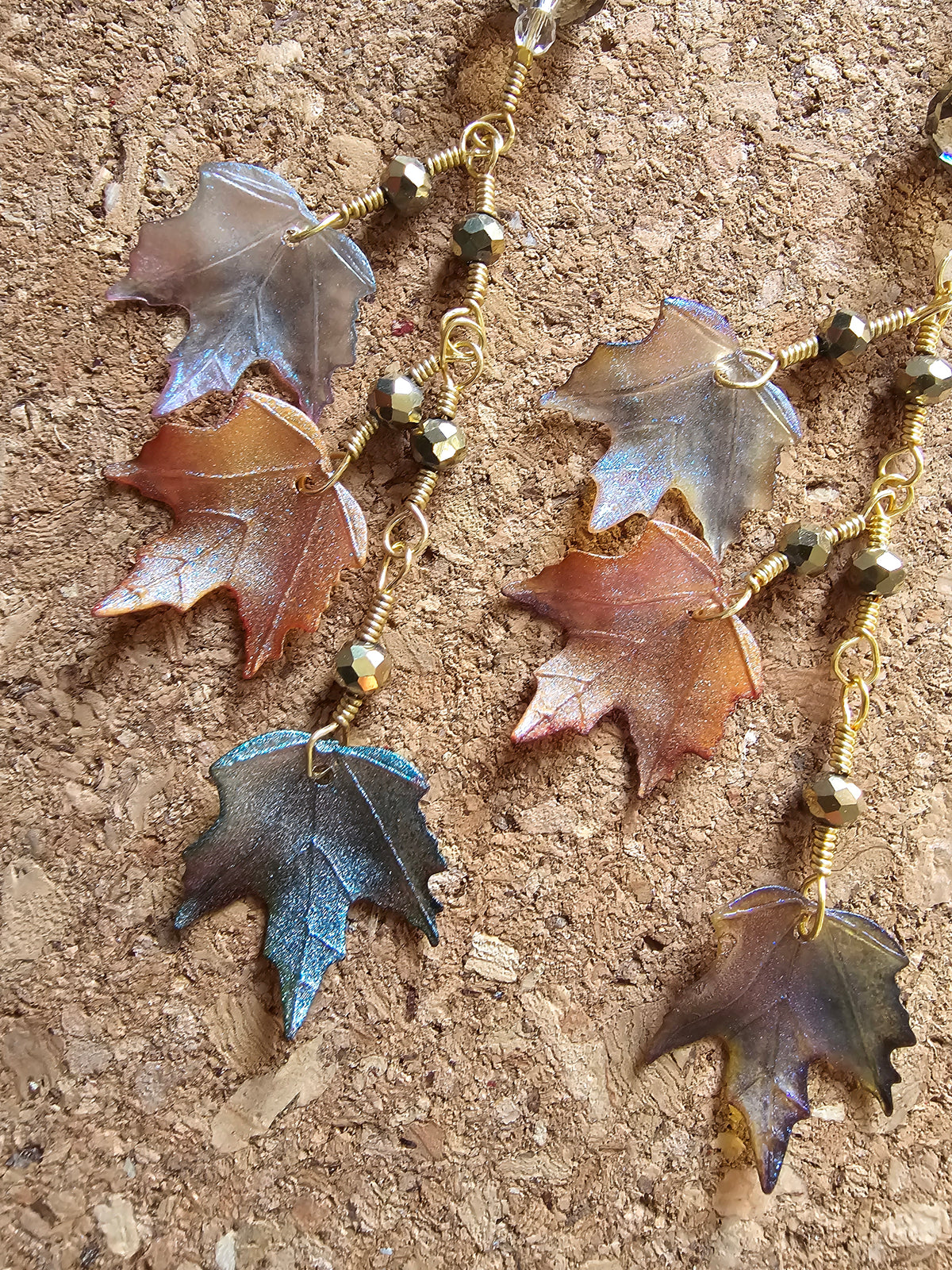 Summer Desert Leaves 7 Inches Long Dangle Earrings