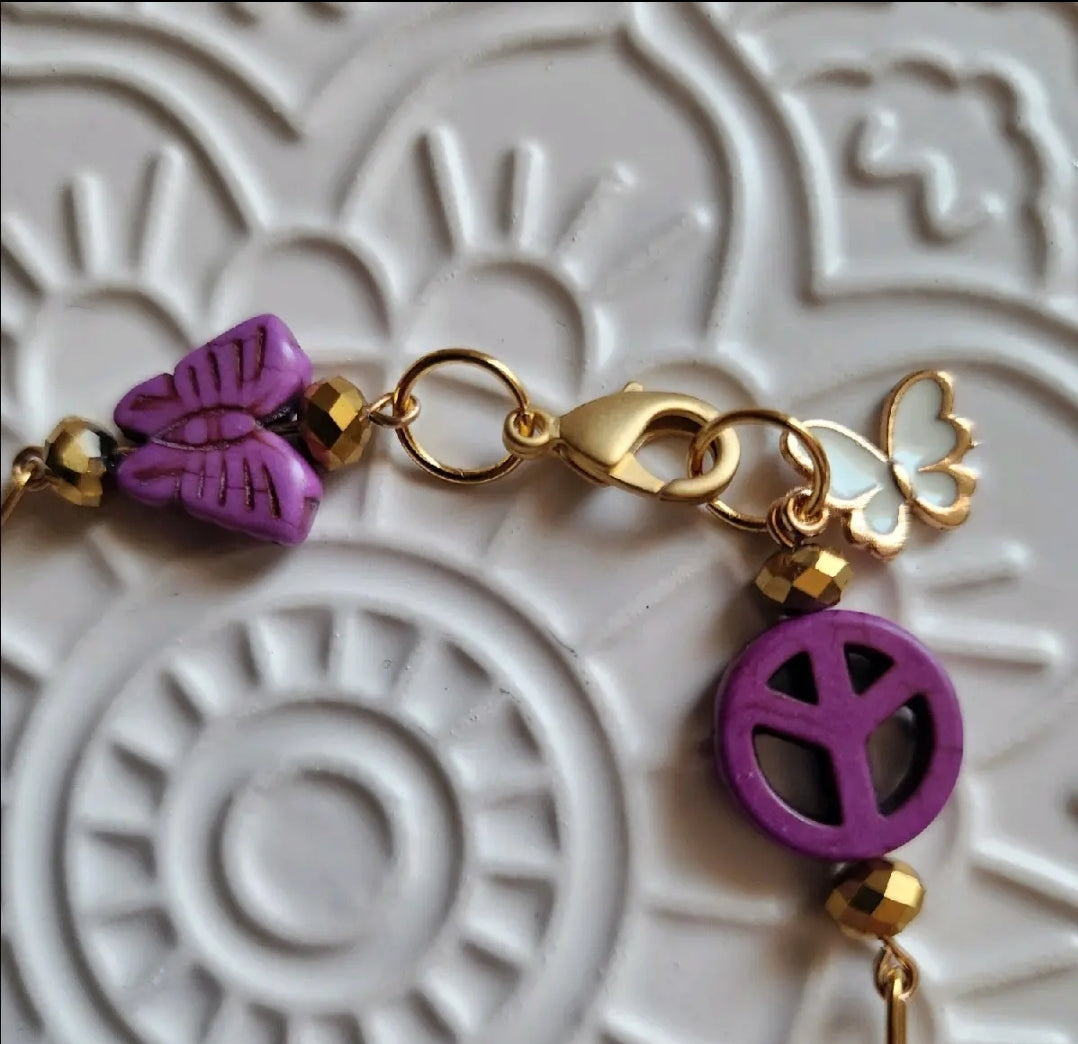Purple Butterfly Peace Bracelet