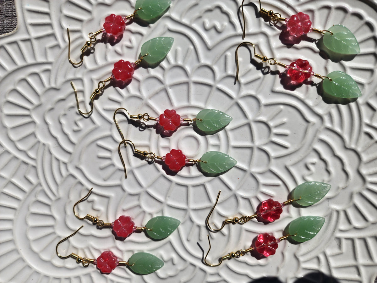 Pink Flower Drop Earrings