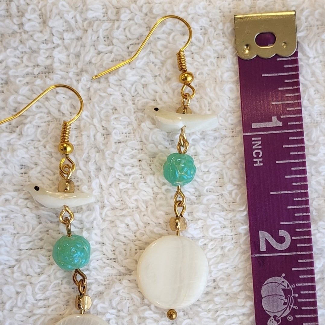 Tiny Shell Bird Earrings