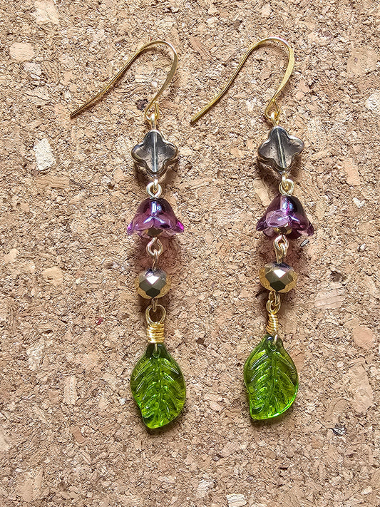 Purple Rain Flower Earrings