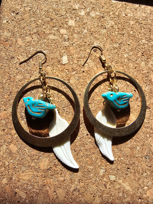 Blue Desert Bird Earrings