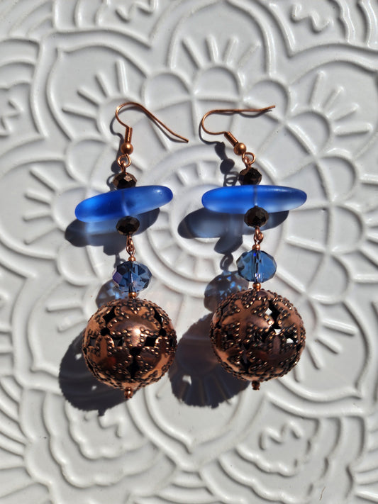 Copper Blue Earrings