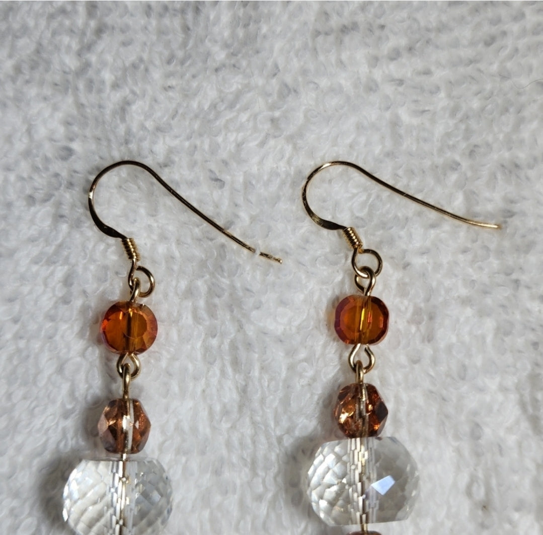 Vintage Copper Glitter Resin Beaded Earrings