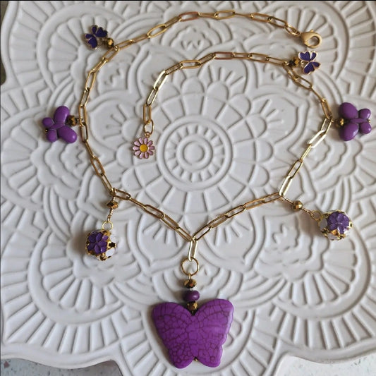 Purple Butterfly Necklace