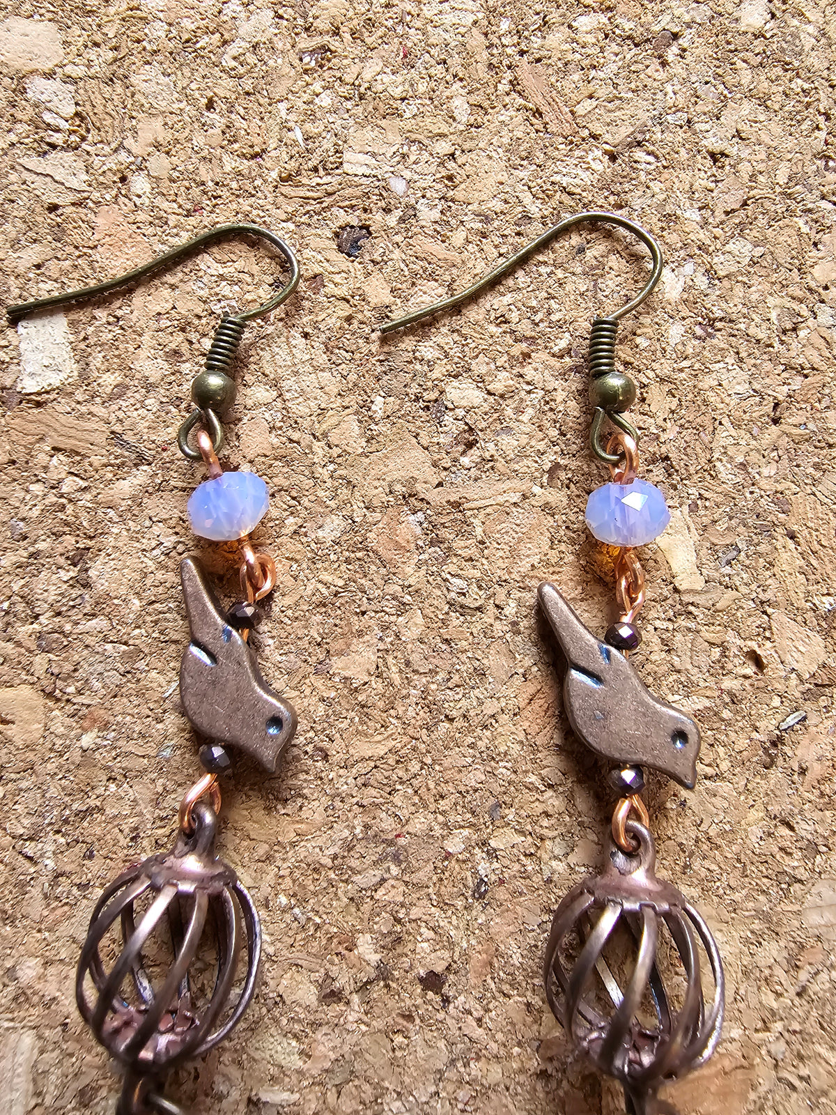 Copper Bird Cage Free Dangel Earrings