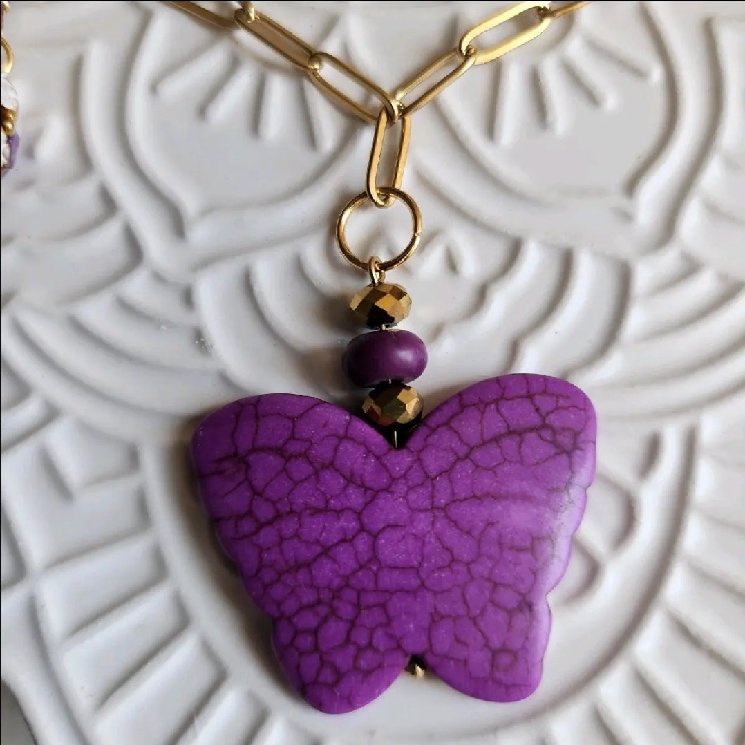 Purple Butterfly Necklace
